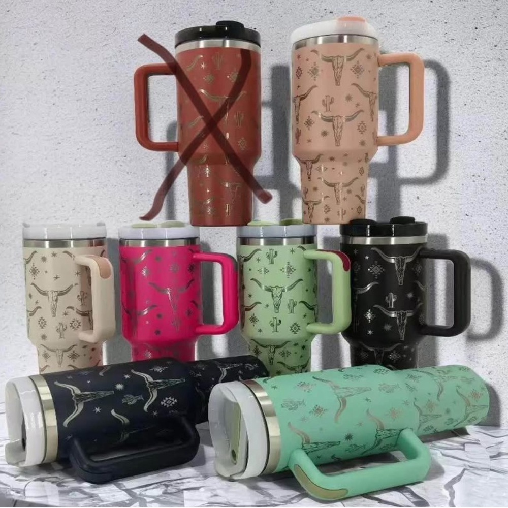 Colorful Western-Themed Travel Mugs
